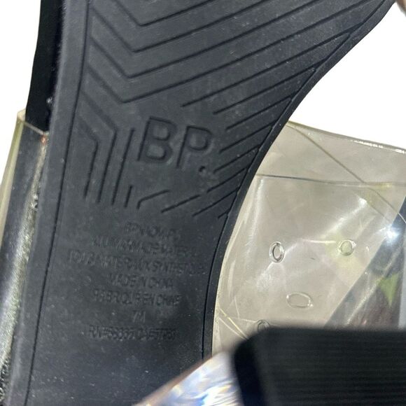 BP. Block Heel Mule Slide Sandal 7 Clear Strap Square Toe Minimalist Black Naomi - Picture 8 of 10